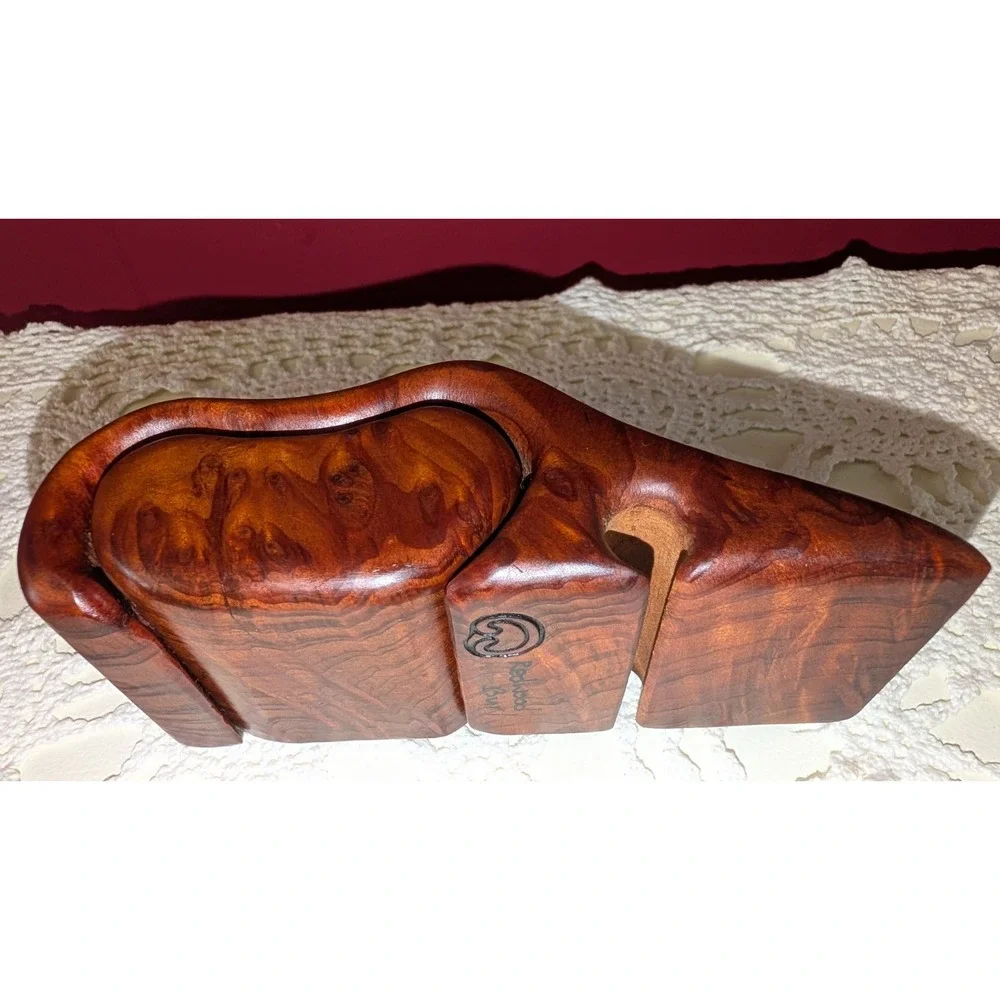 Vintage Fred Marilyn Buss Redwood Burl Puzzle Box MCM Organic Sculptural Jewelry